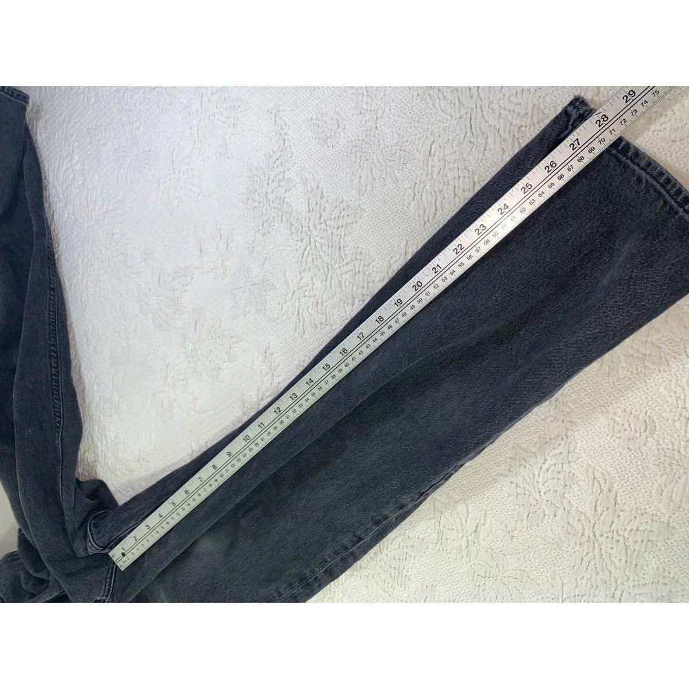 Agolde 90s Pinch Waist Jeans Washed Black Straight Leg Denim Size 26